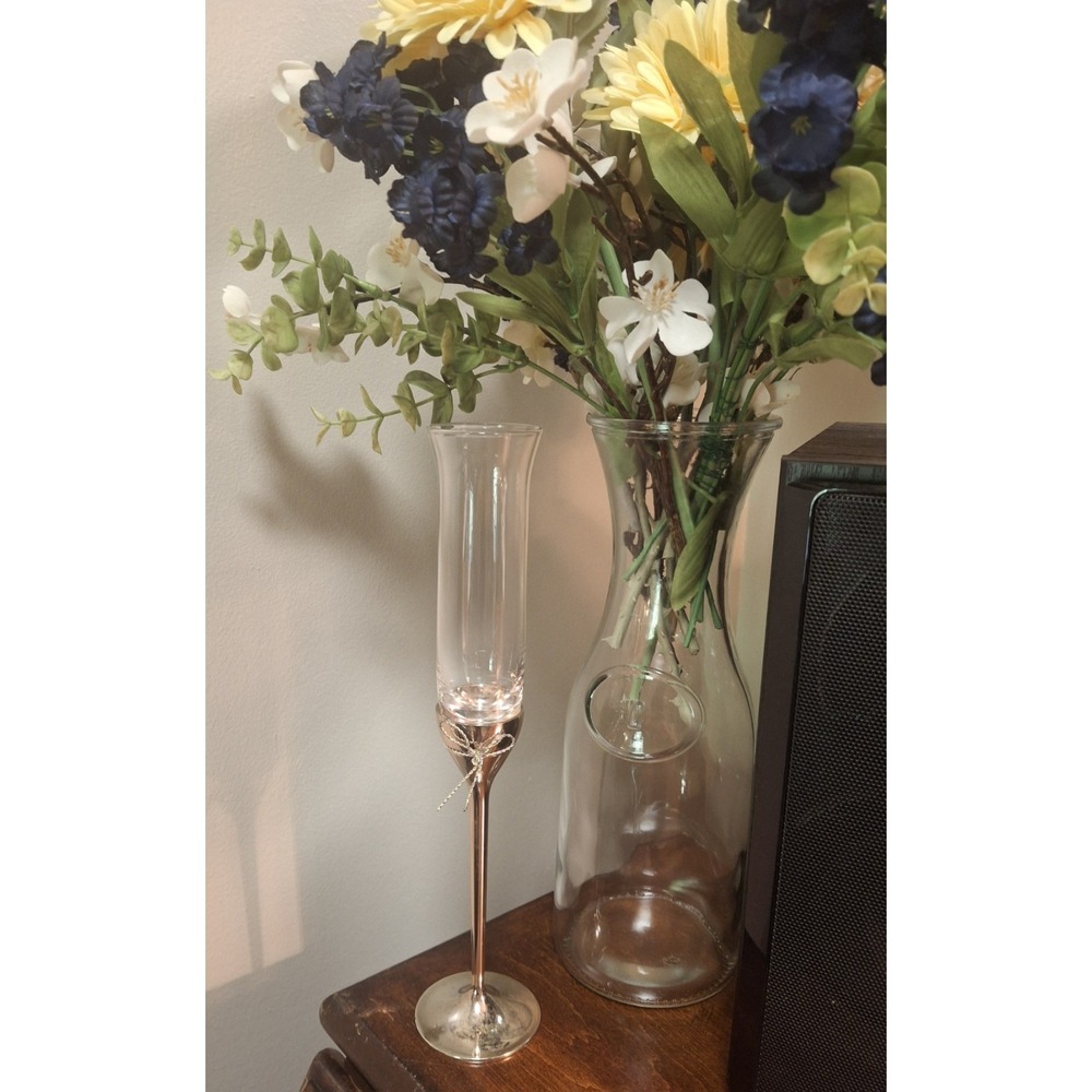 Wedgwood Crystal Vera Wang Love Knots Glass Silver Plated Champagne Flute 1